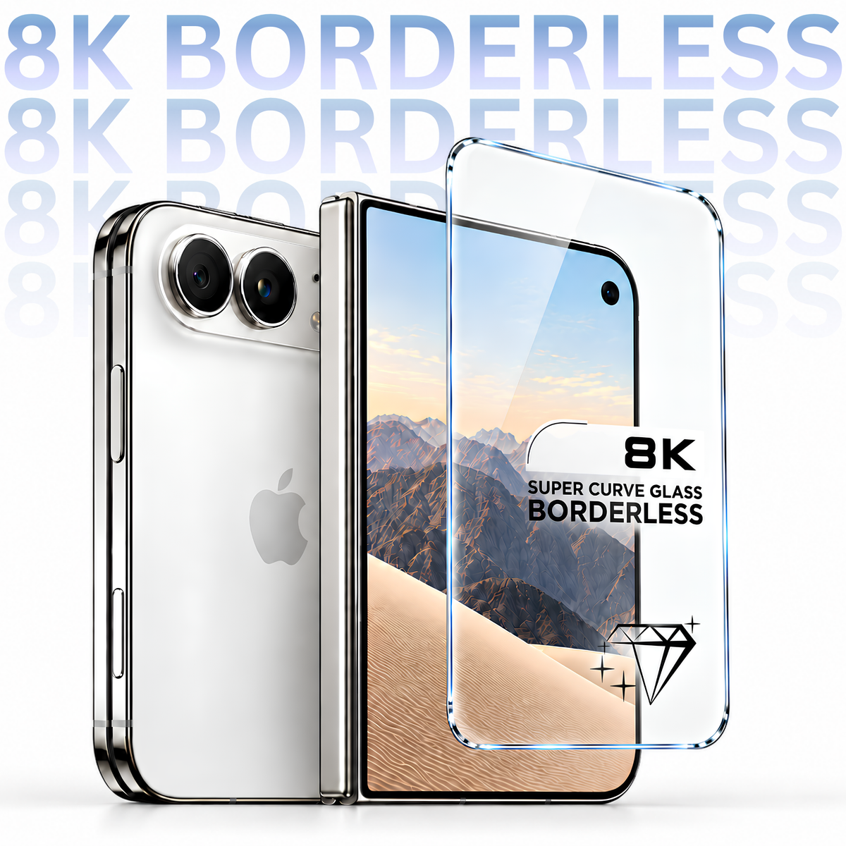 8K Borderless HD Clear Tempered Glass for Apple iPhone Duo