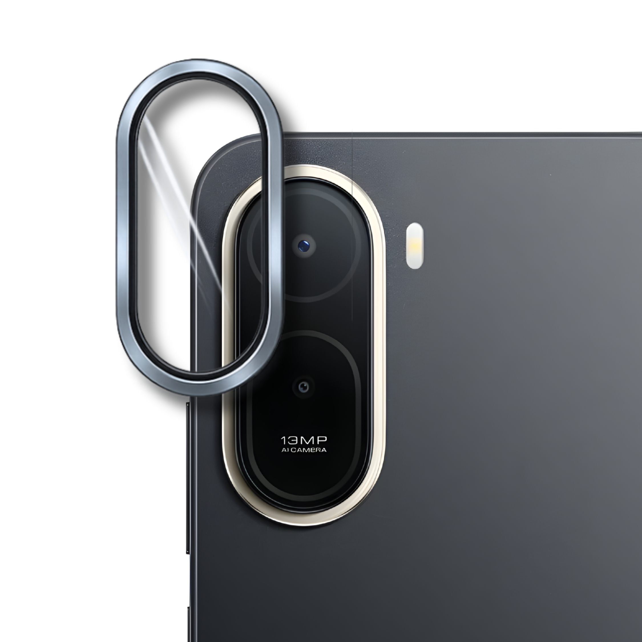 Redmi A7 Pro Camera Lens Protector | 9H Tempered Glass with Premium Metal Ring | HD Clear Invisible Fit | Scratch Resistant
