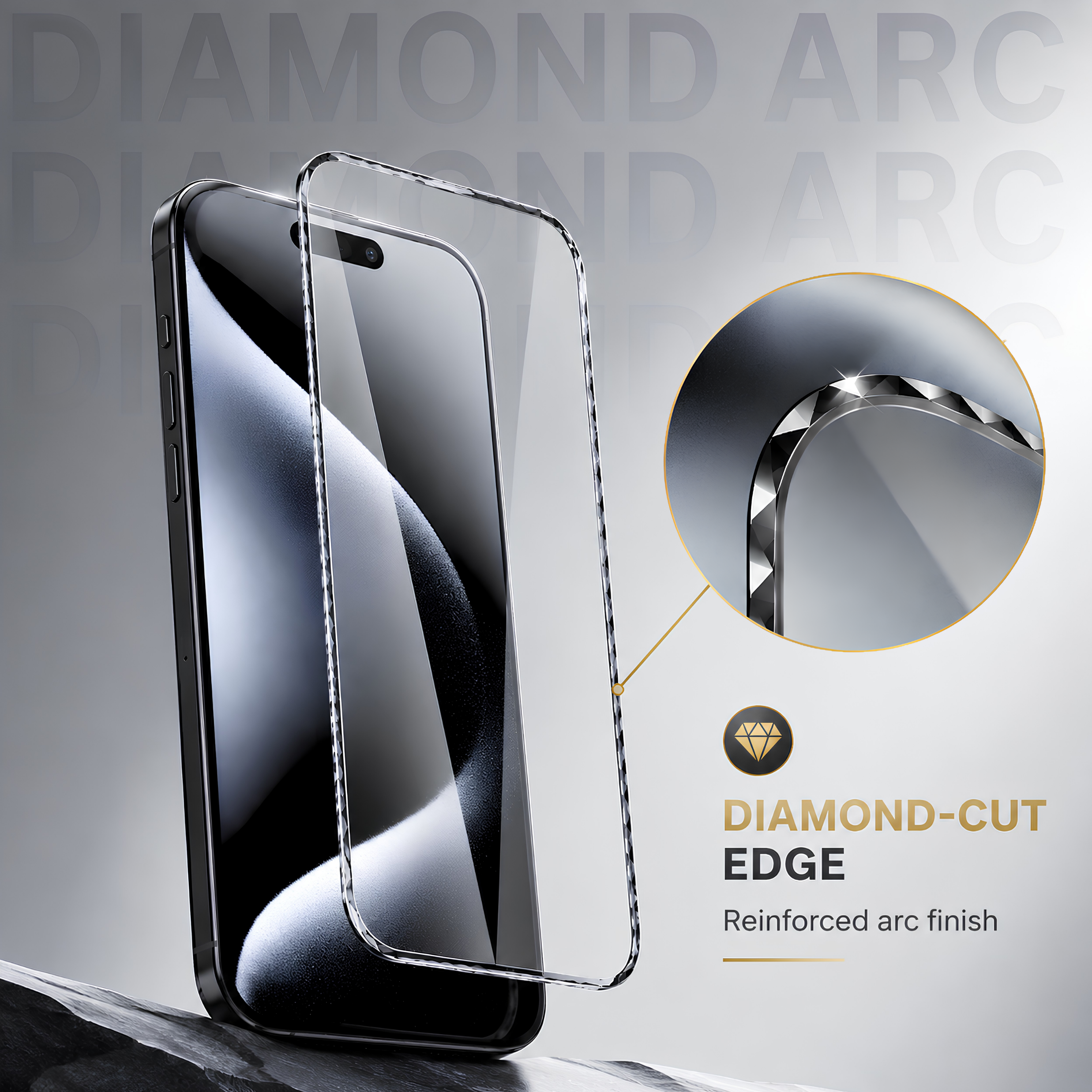 Diamond-Cut Edge Tempered Glass for Apple iPhone 16