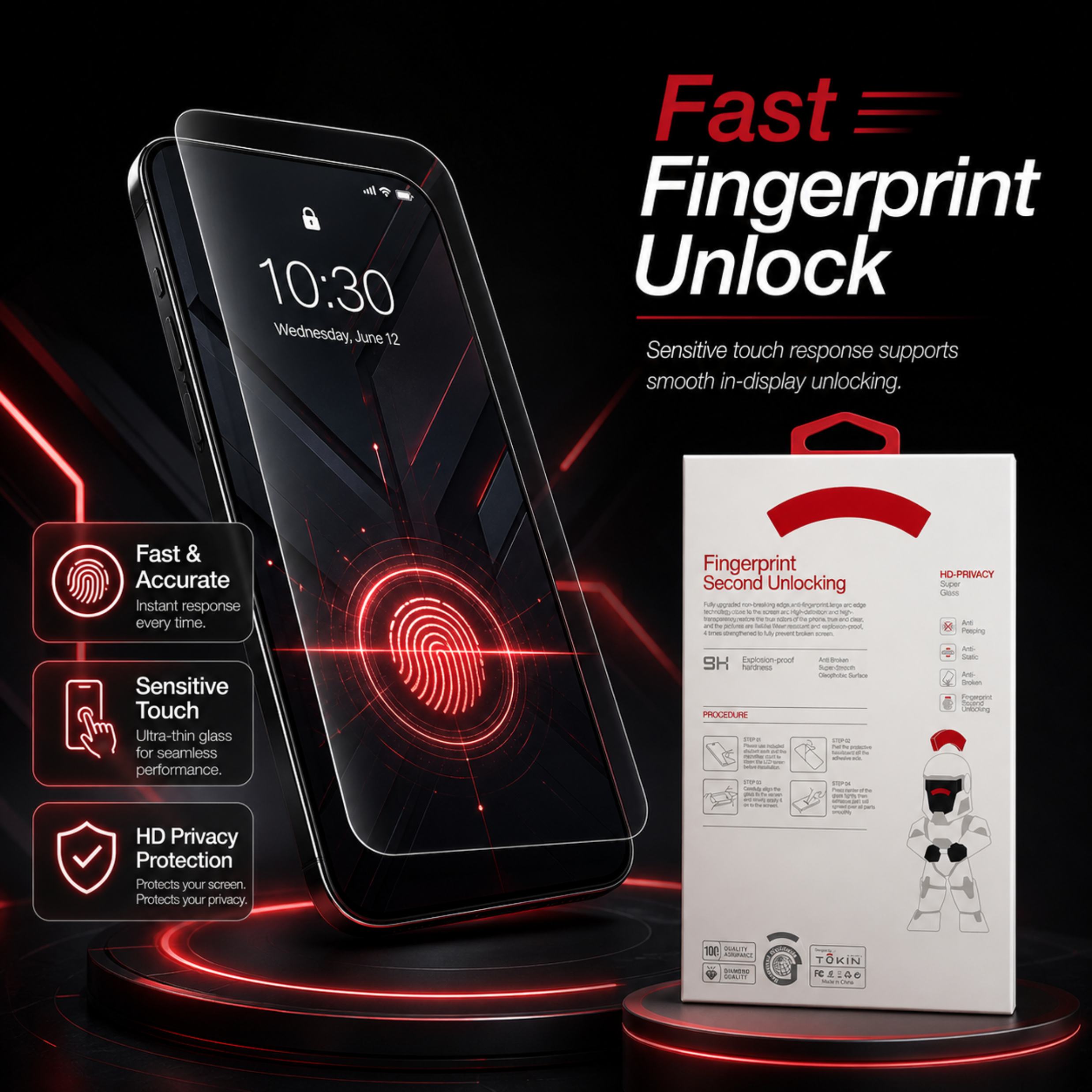 TOKIN Privacy Signature Premium Tempered Glass Screen Protector For Samsung S24 Ultra