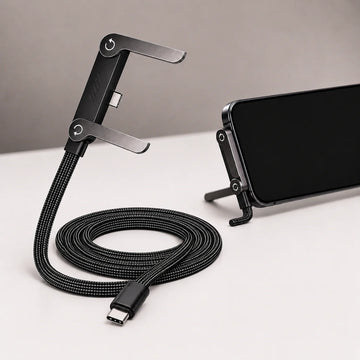 240W USB-C PD Fast Charging Adapter with Foldable Rotating Phone Stand – Landscape & Portrait Support