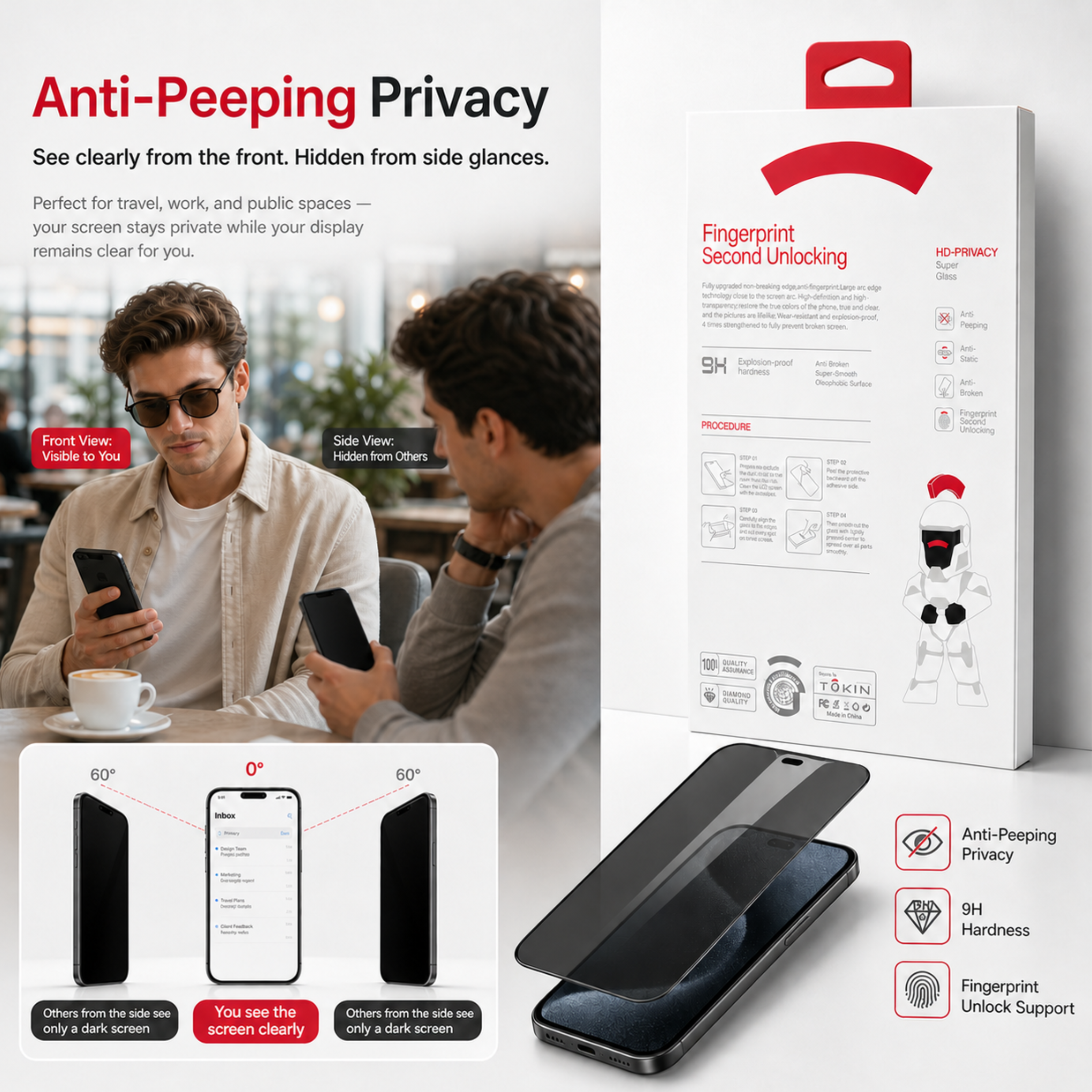 TOKIN Privacy Signature Premium Tempered Glass Screen Protector For Samsung S24 Ultra