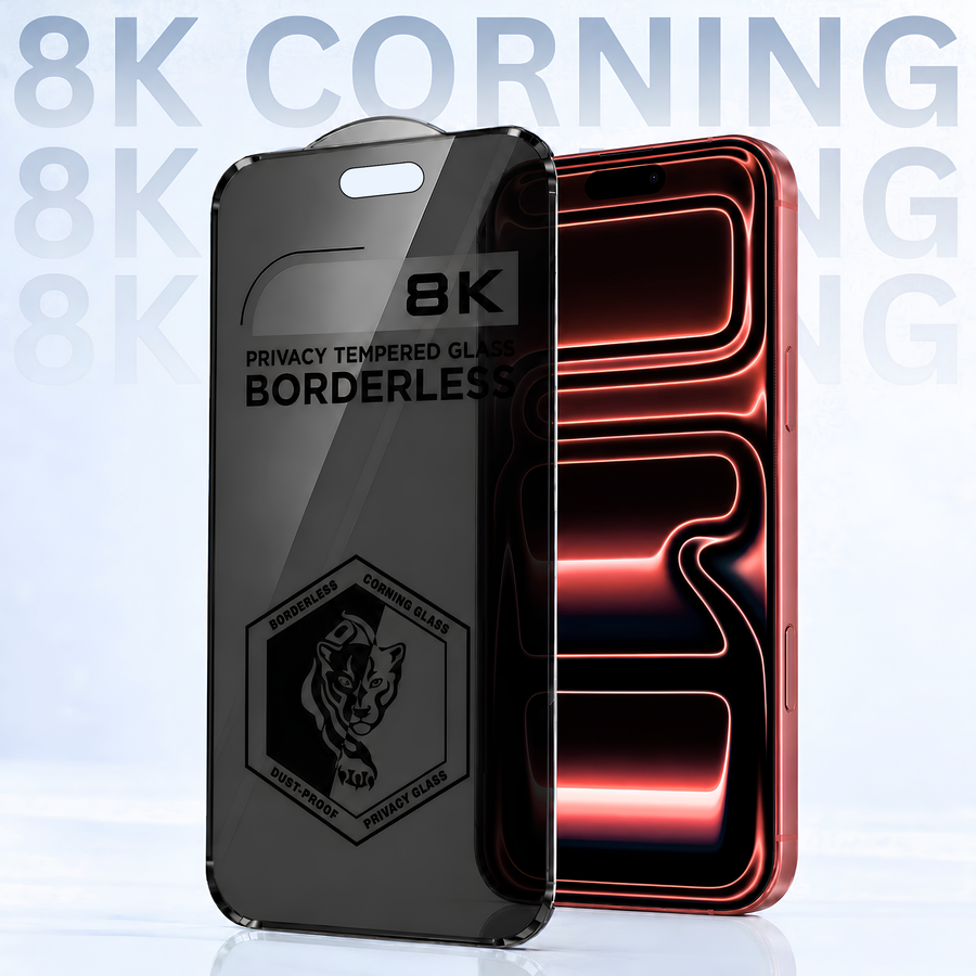 8K Corning Borderless Privacy Tempered Glass For Apple iPhone 18 Pro Max