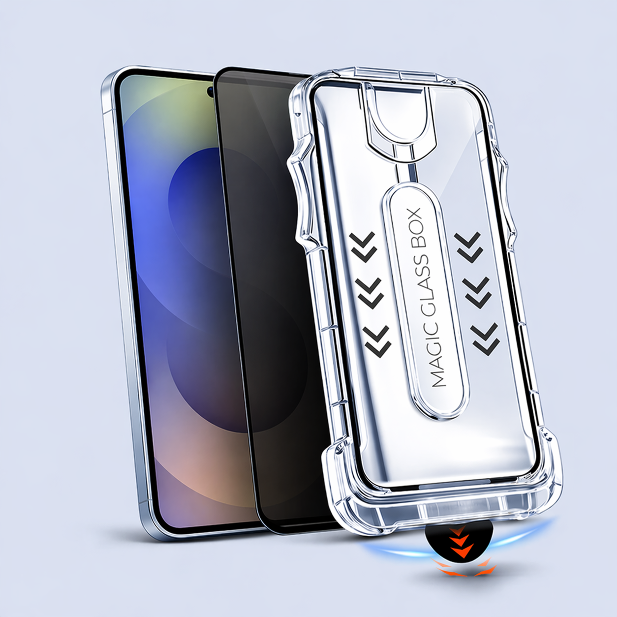 Magic Box Privacy Tempered Glass with Alignment Tray & Nanbo High Aluminium Technology for Iphone 17 Pro