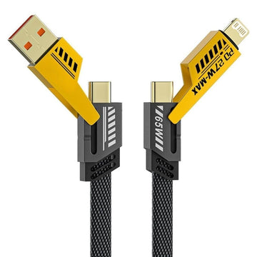4-in-1 65W Metal Charging Cable | USB-C, Lightning, Type-A