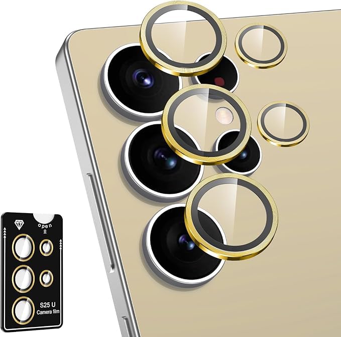 Samsung S25 Ultra Camera Lens Protector | 9H Tempered Glass with Premium Metal Ring | HD Clear Invisible Fit | Scratch Resistant