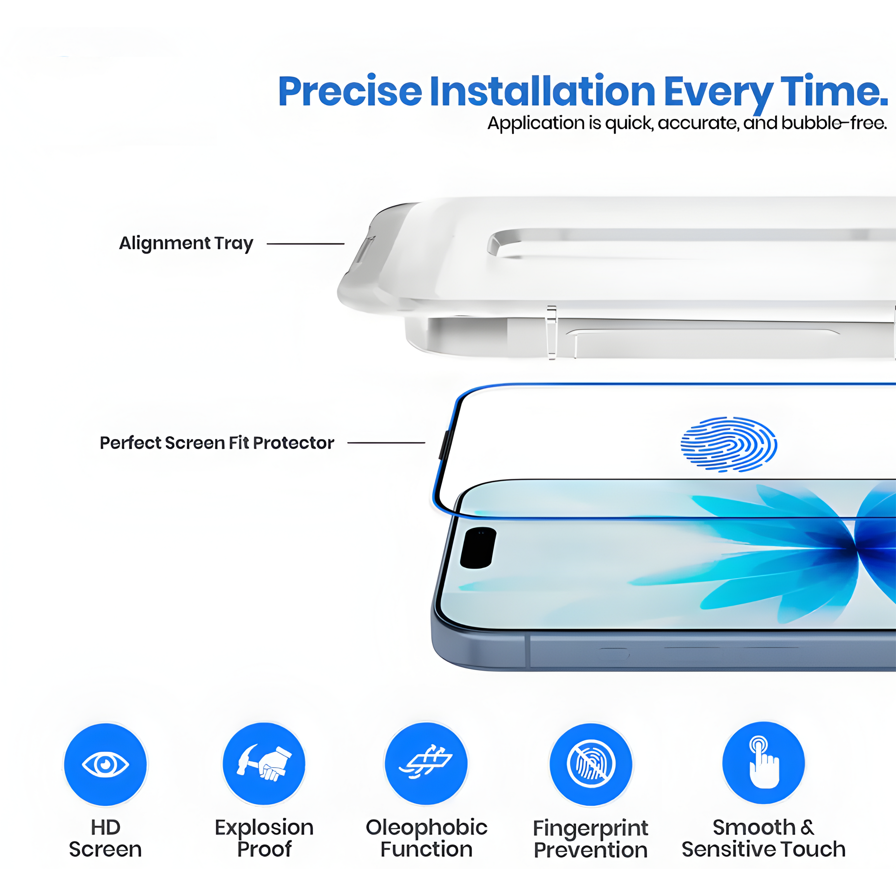 Magic Box Privacy Tempered Glass with Alignment Tray & Nanbo High Aluminium Technology for Iphone 14 Pro Max