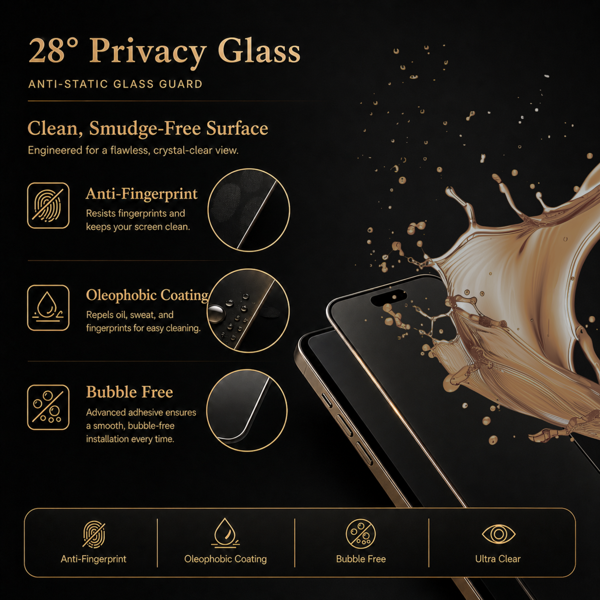 28° Anti-Spy Privacy Tempered Glass Screen Protector For Samsung S24 Ultra