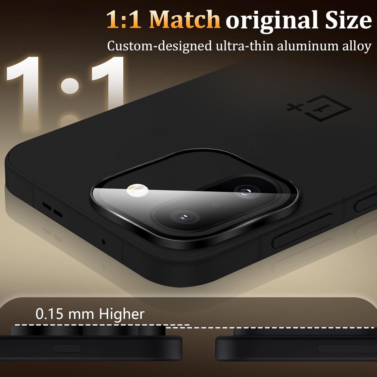 OnePlus 15 Camera Lens Protector | 9H Tempered Glass with Premium Metal Ring | HD Clear Invisible Fit | Scratch Resistant