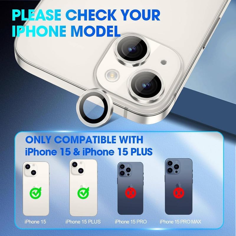 Premium Camera Metal Ring Lens Protector For iPhone 15