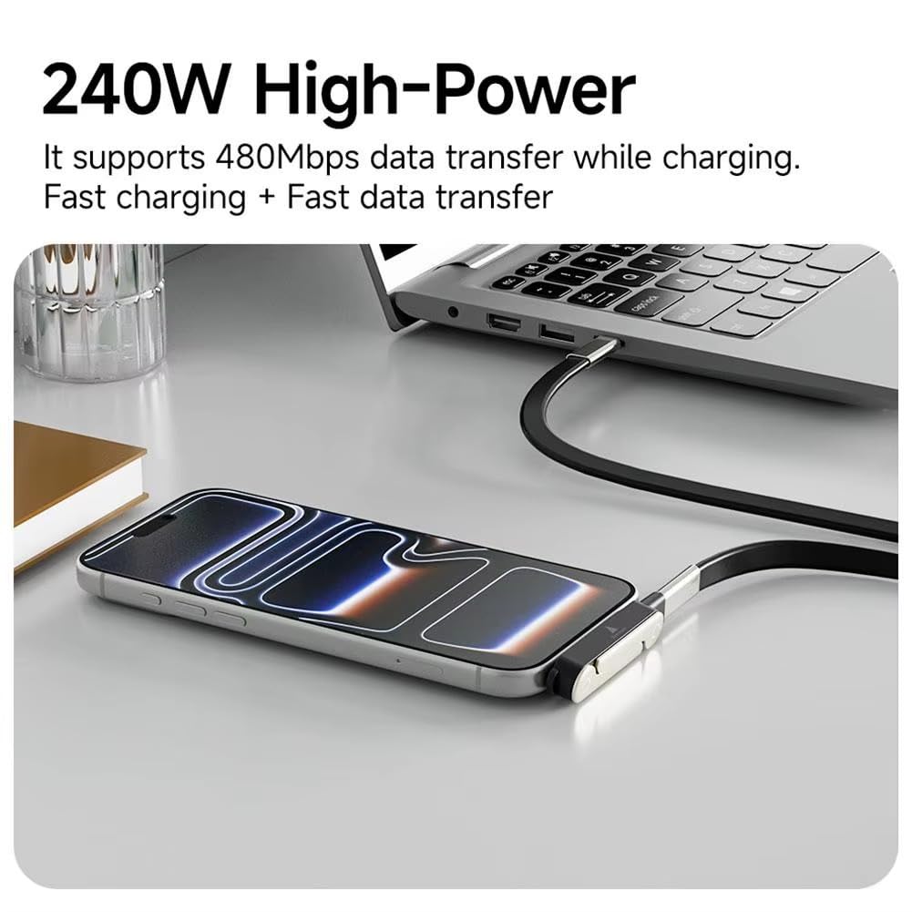 240W USB-C PD Fast Charging Adapter with Foldable Rotating Phone Stand – Landscape & Portrait Support