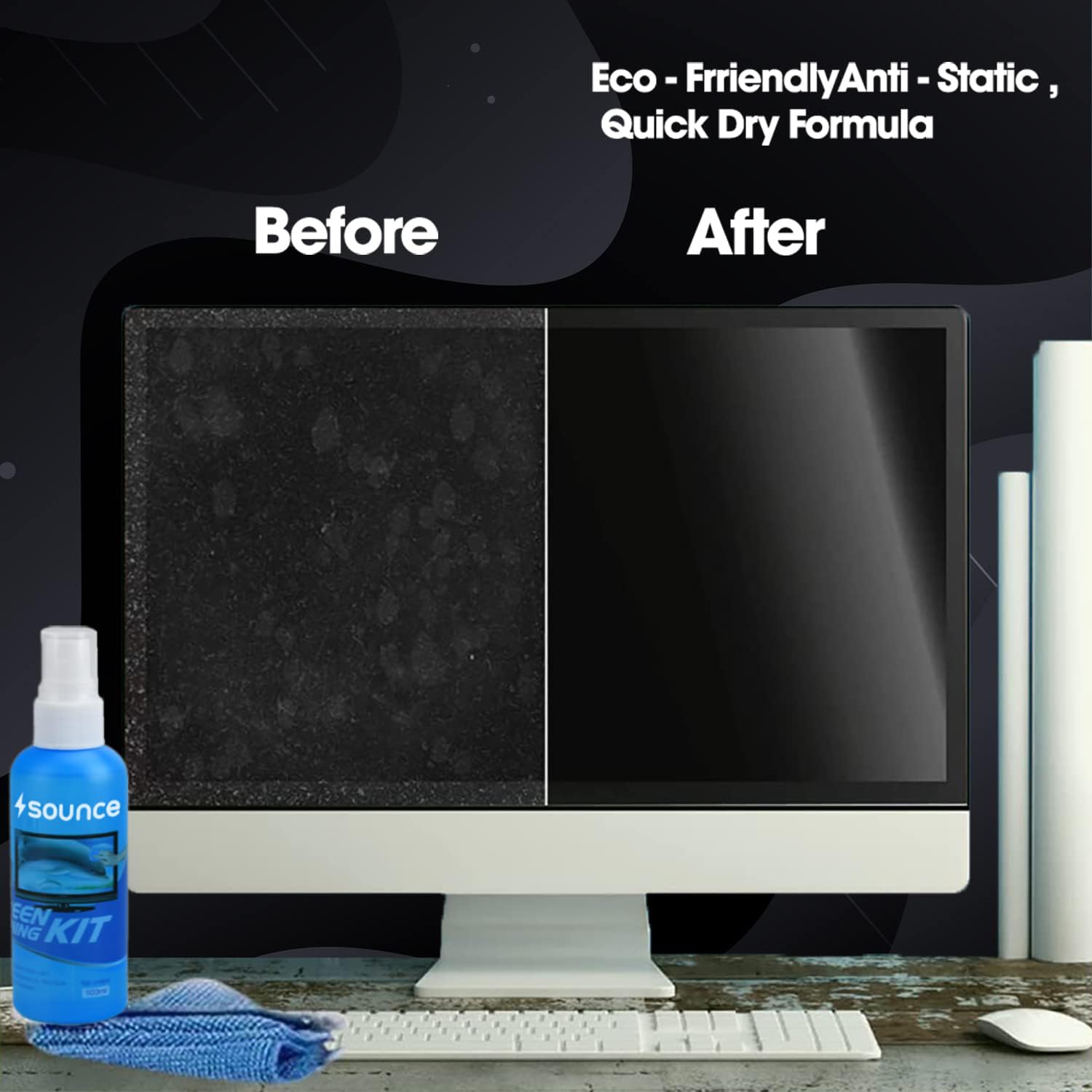 TechLays ScreenCareâ„¢ 3-in-1 Premium Screen Cleaning Kit â€“ 75ml Spray, Cloth & Brush