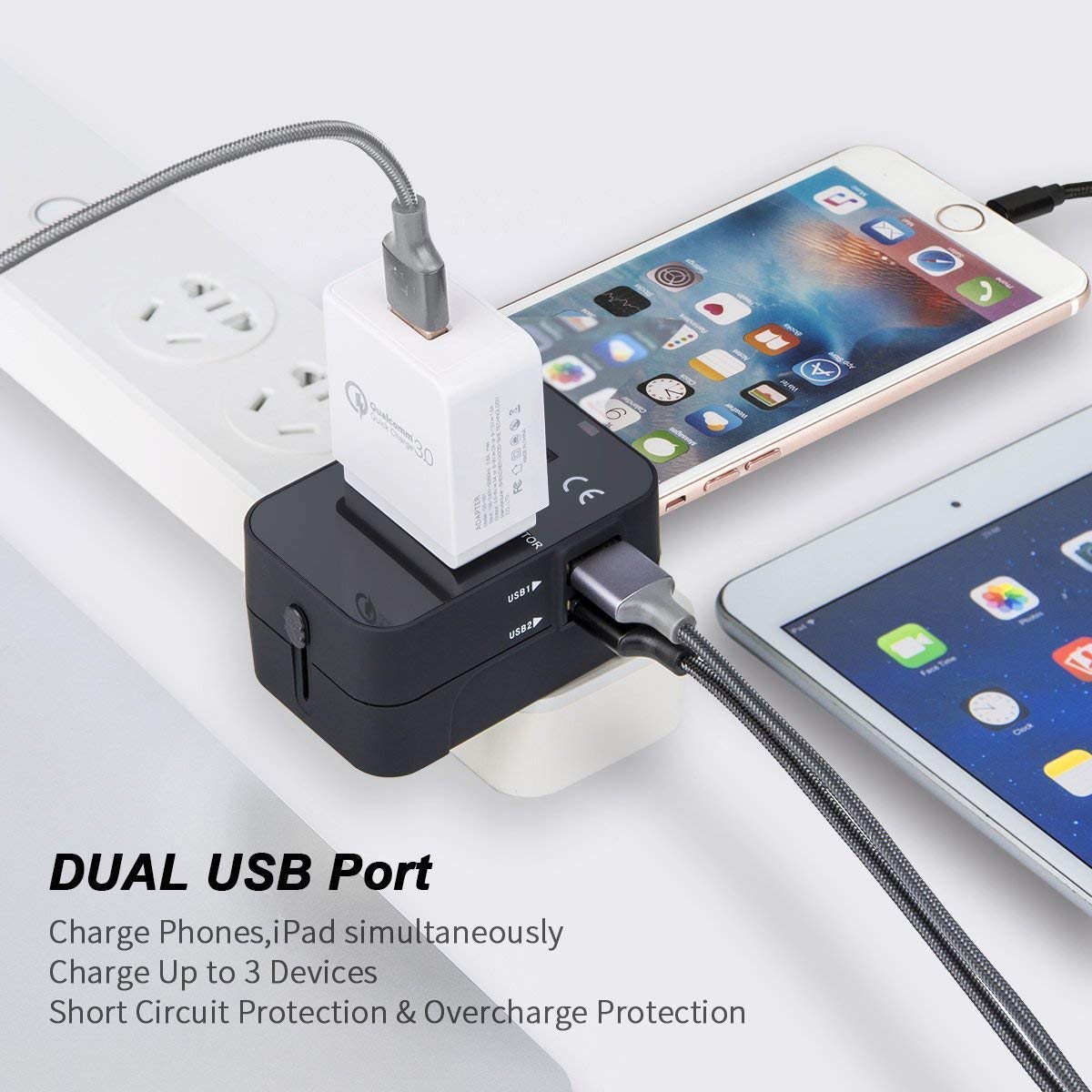 3 in 1 -180 Degree Rotatable Mini Slim Outlet Adapter