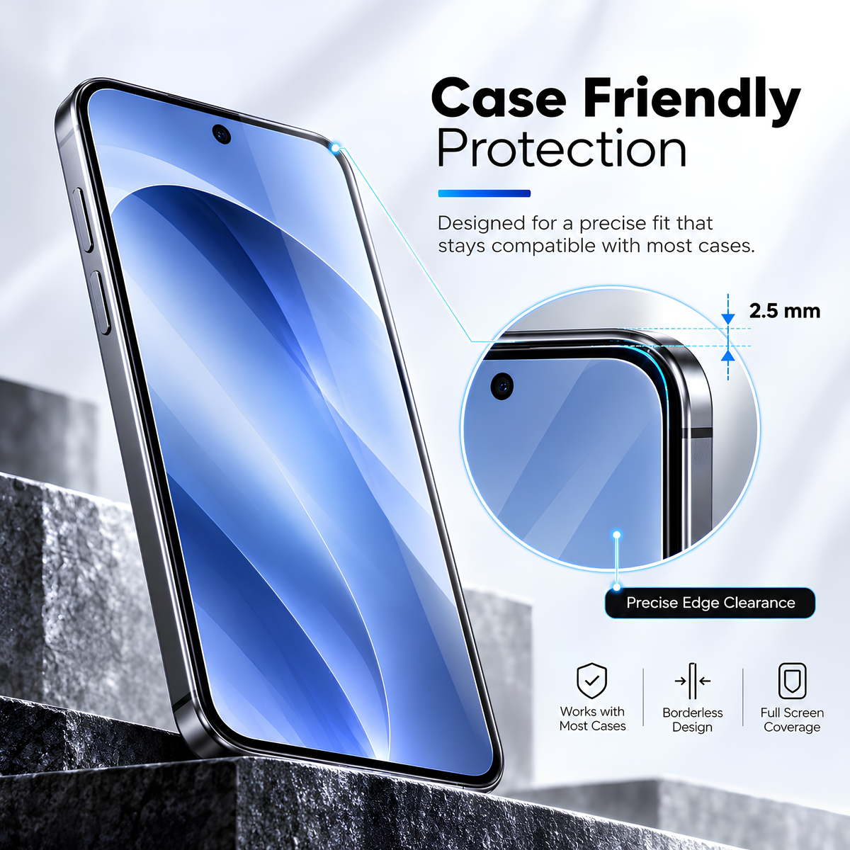 Premium Borderless Tempered Glass For OnePlus 15S