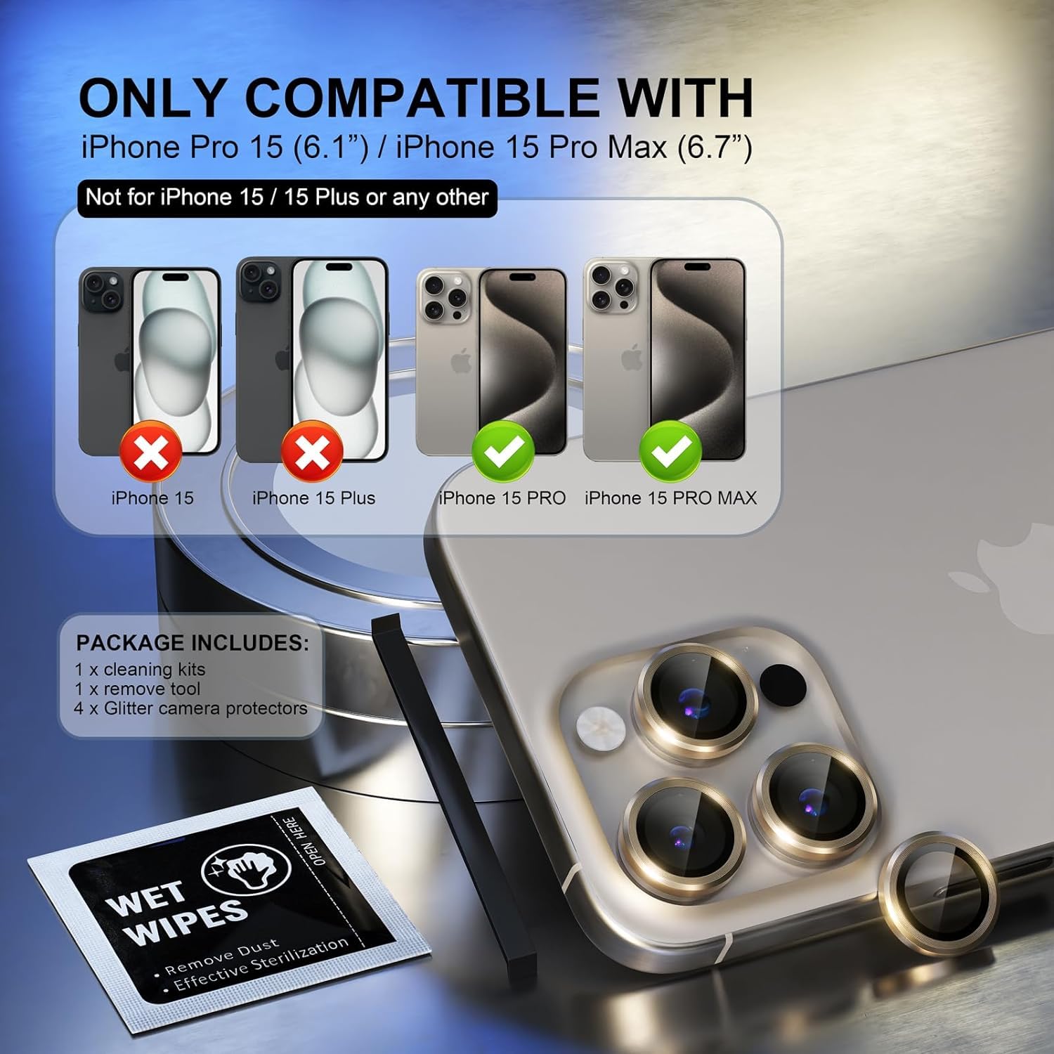 Premium Camera Metal Ring Lens Protector For iPhone 15 Pro