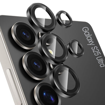 Samsung S25 Ultra Camera Lens Protector | 9H Tempered Glass with Premium Metal Ring | HD Clear Invisible Fit | Scratch Resistant