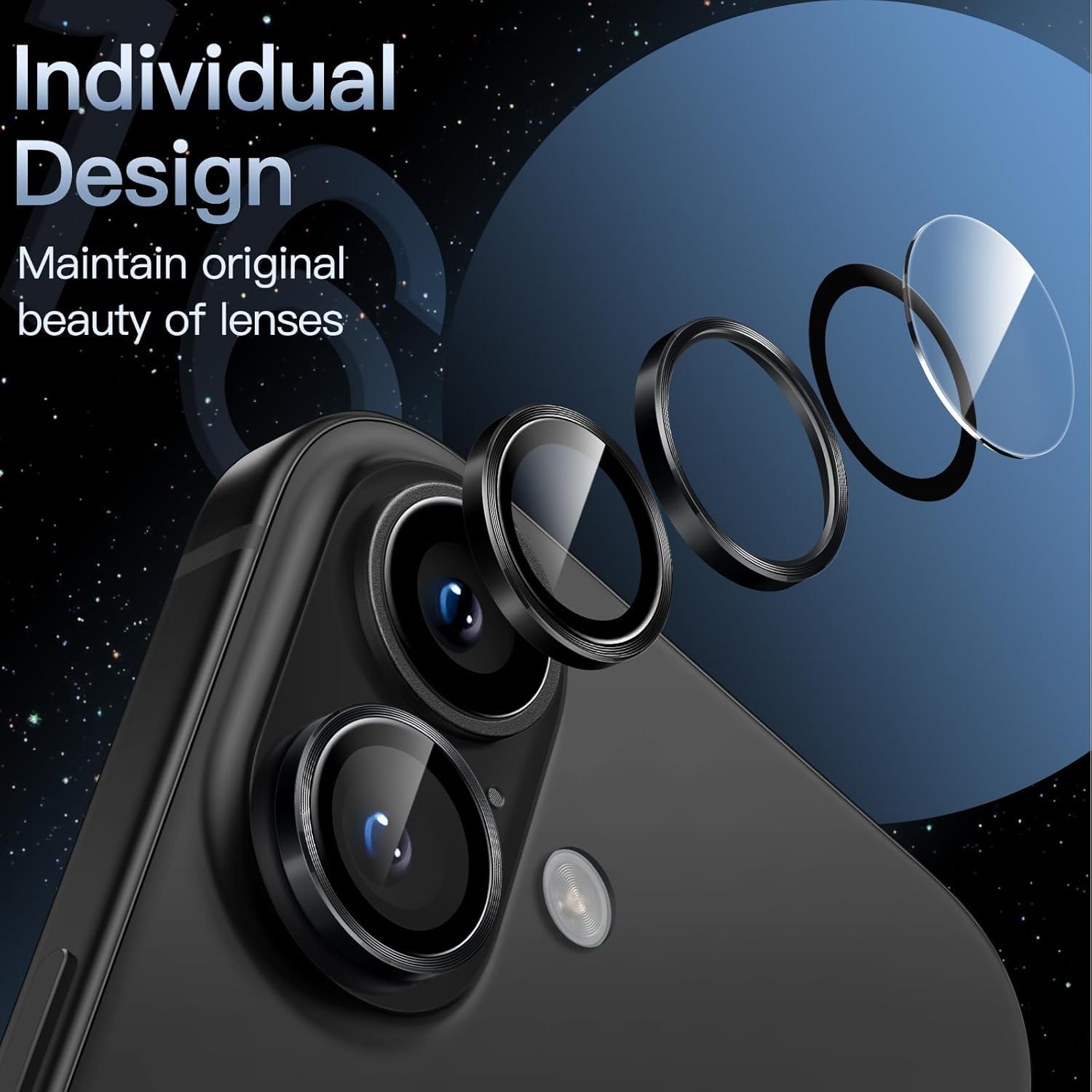 Premium Camera Metal Ring Lens Protector For iPhone 16