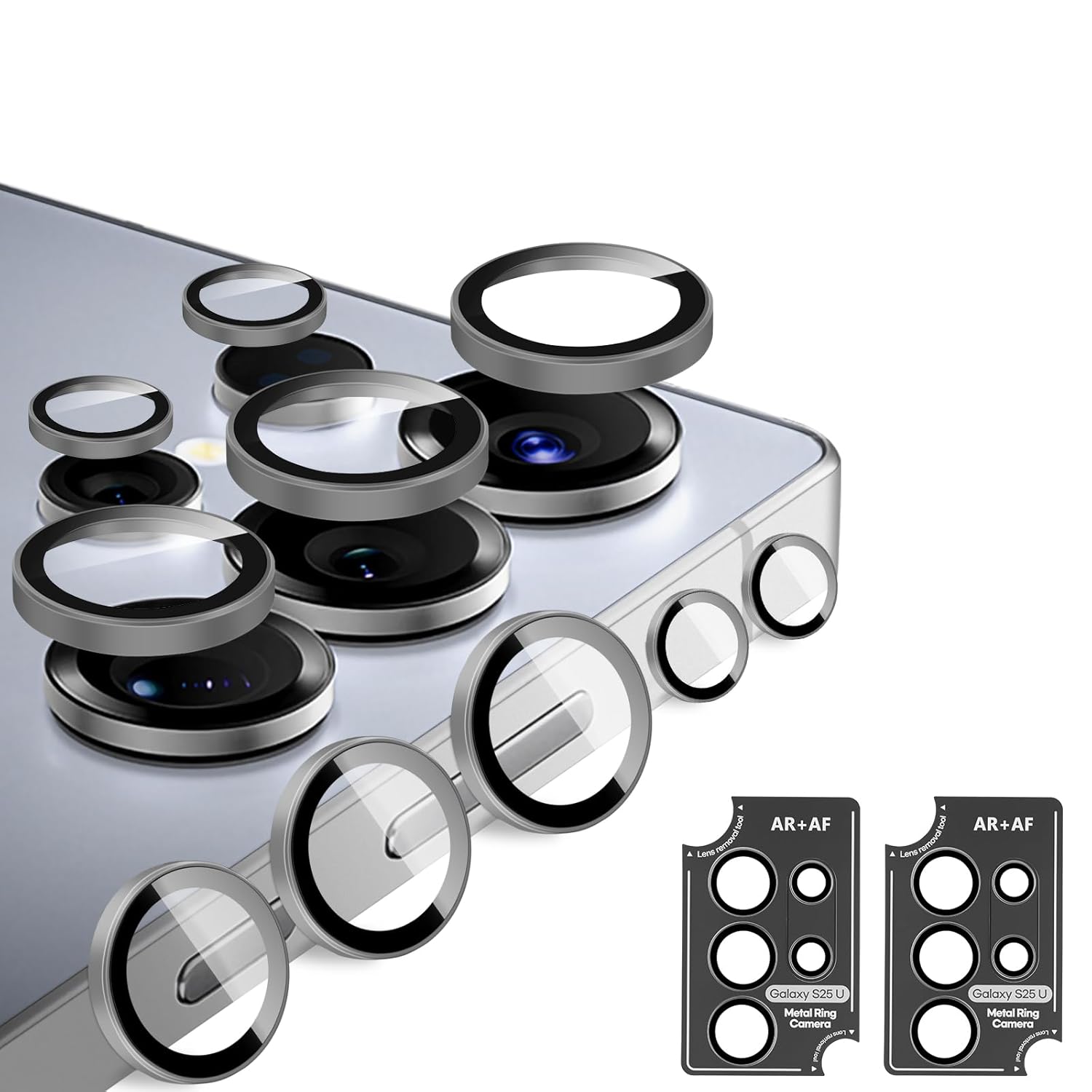 Samsung S25 Ultra Camera Lens Protector | 9H Tempered Glass with Premium Metal Ring | HD Clear Invisible Fit | Scratch Resistant