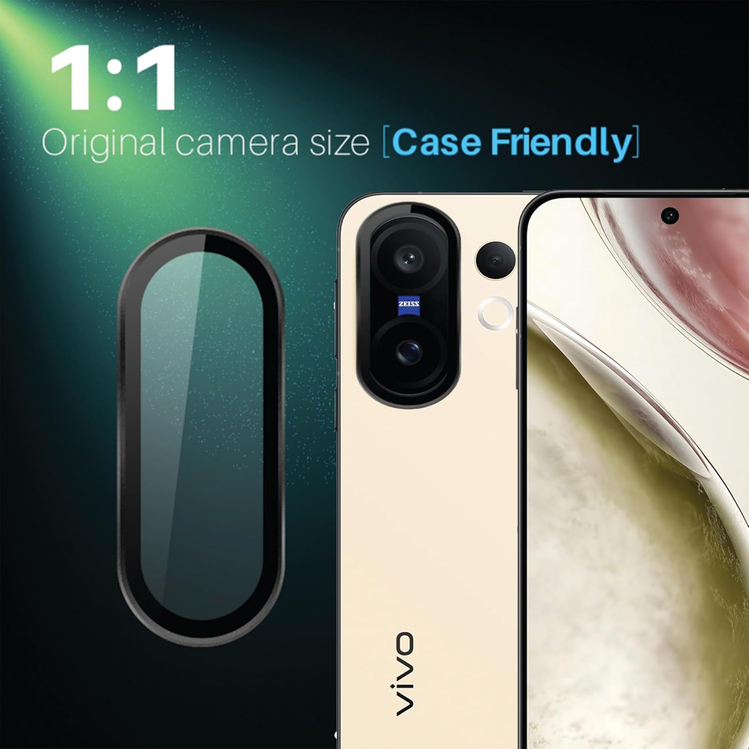 Vivo x200 fe Camera Lens Protector | 9H Tempered Glass with Premium Metal Ring | HD Clear Invisible Fit | Scratch Resistant
