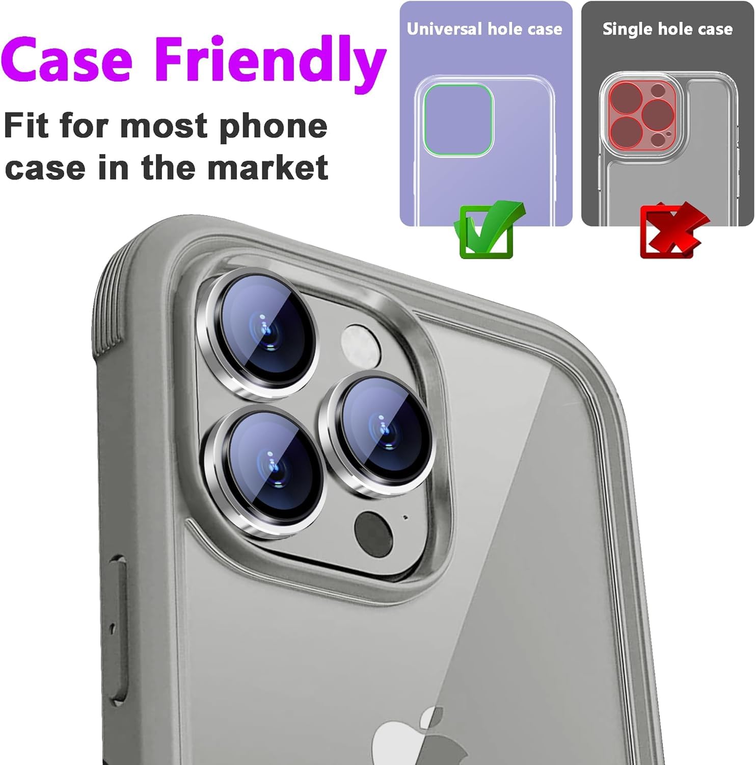 Premium Camera Metal Ring Lens Protector For iPhone 15 Pro