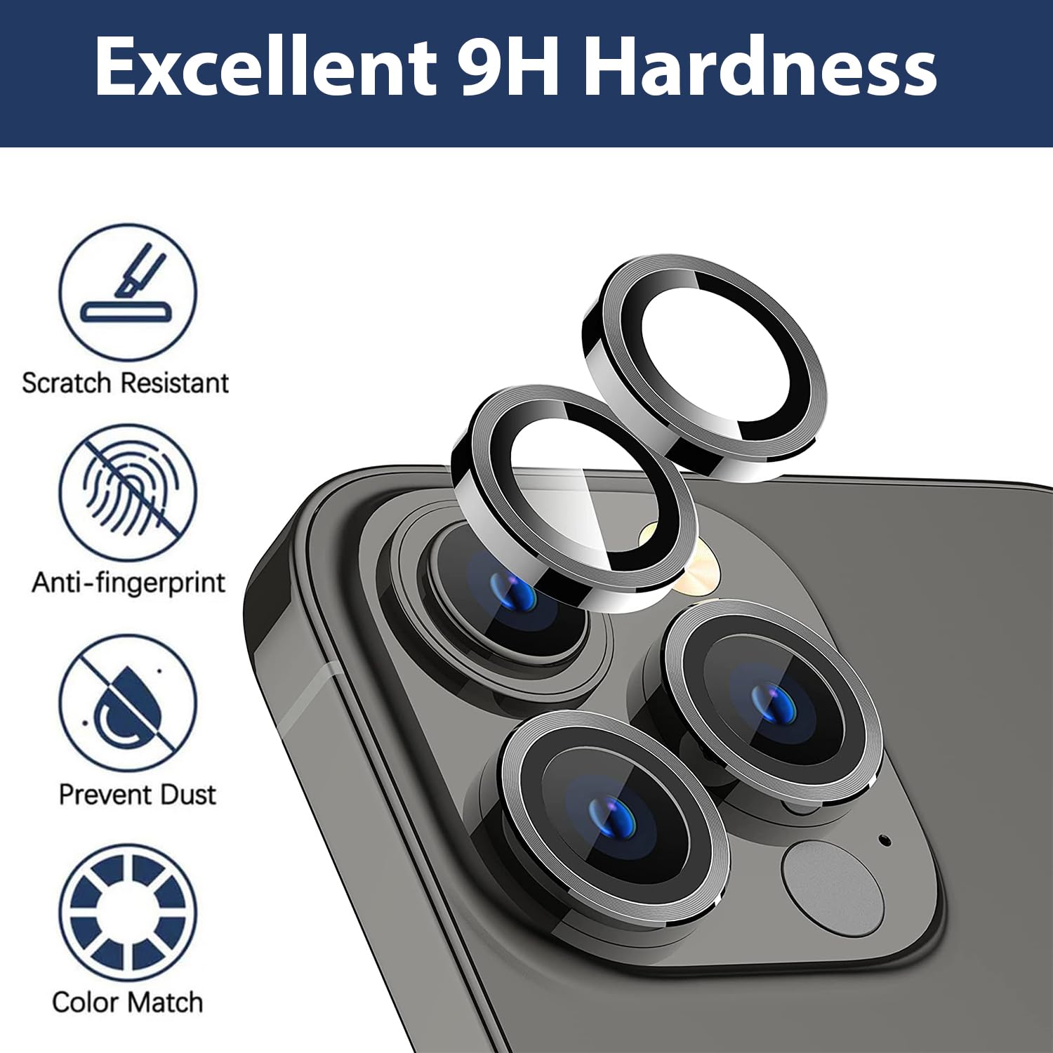Premium Camera Metal Ring Lens Protector For iPhone 14 Pro Max
