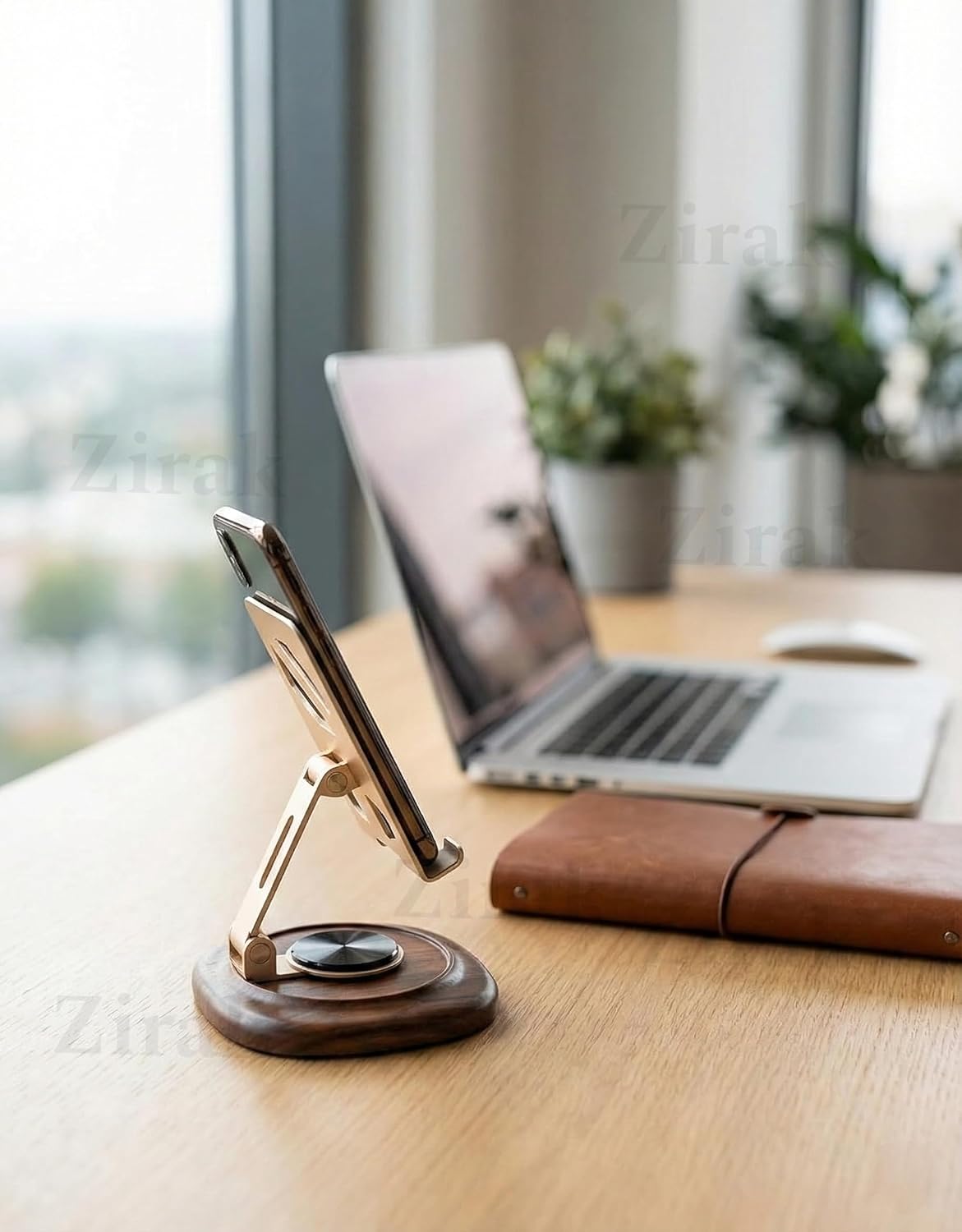 Portable Foldable Aluminum Laptop Stand | Mini Ergonomic Laptop Riser for Desk | Adjustable Cooling Stand for Every Laptop Stand (Golden Mobile Stand)