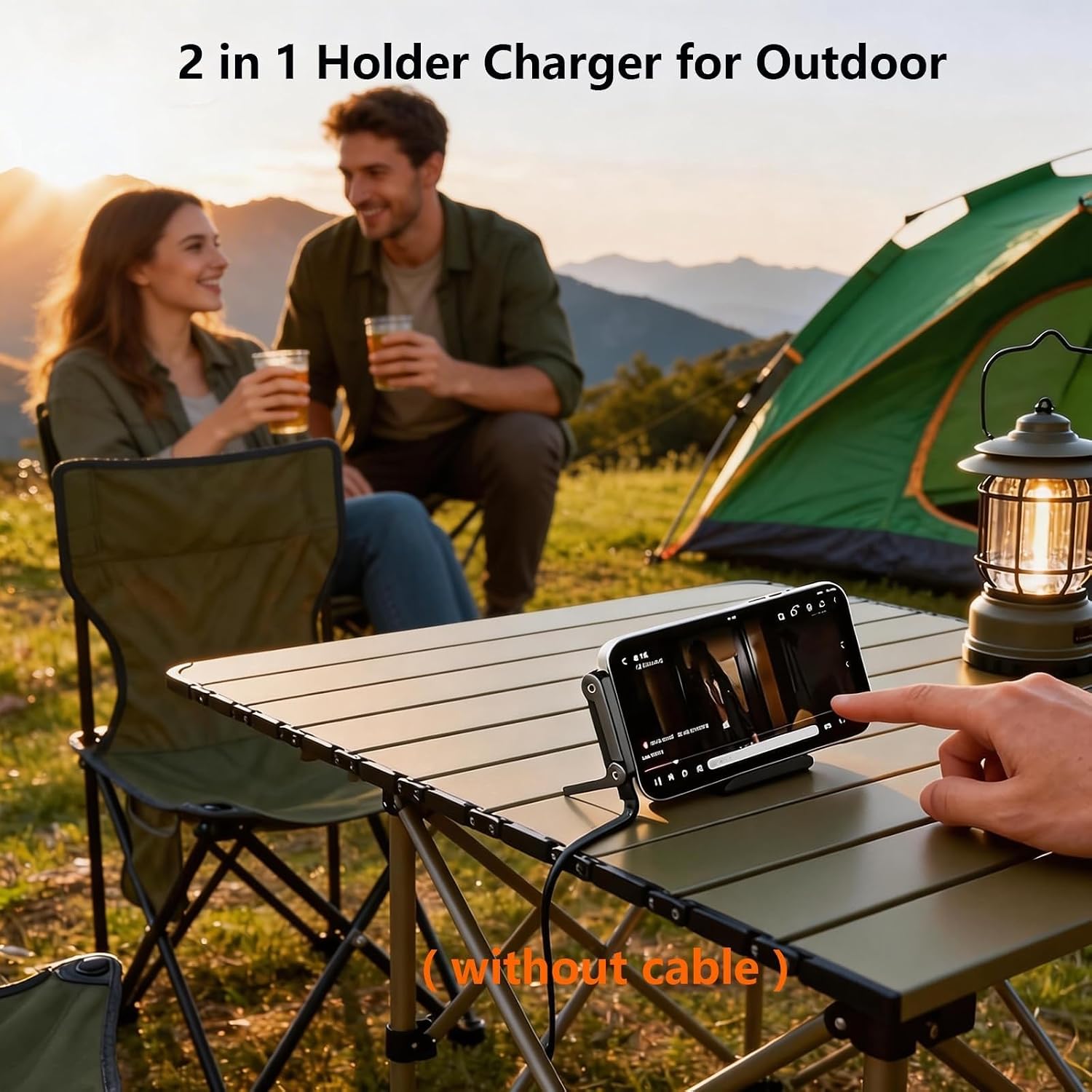 240W USB-C PD Fast Charging Adapter with Foldable Rotating Phone Stand – Landscape & Portrait Support