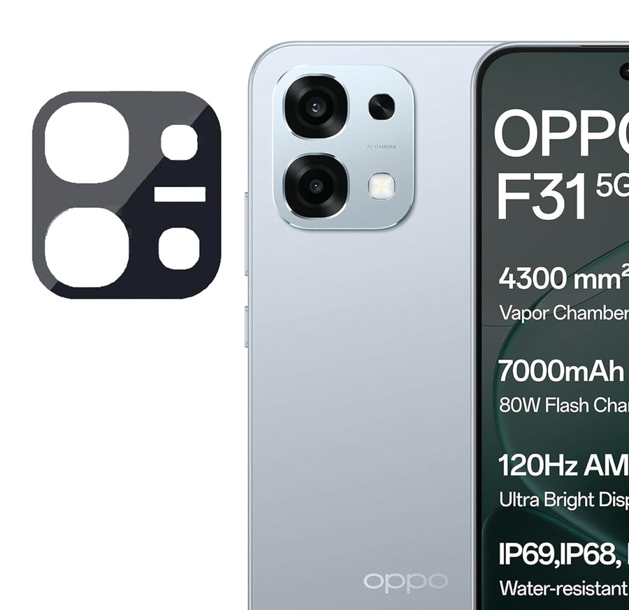 Oppo F31 Camera Lens Protector | 9H Tempered Glass with Premium Metal Ring | HD Clear Invisible Fit | Scratch Resistant