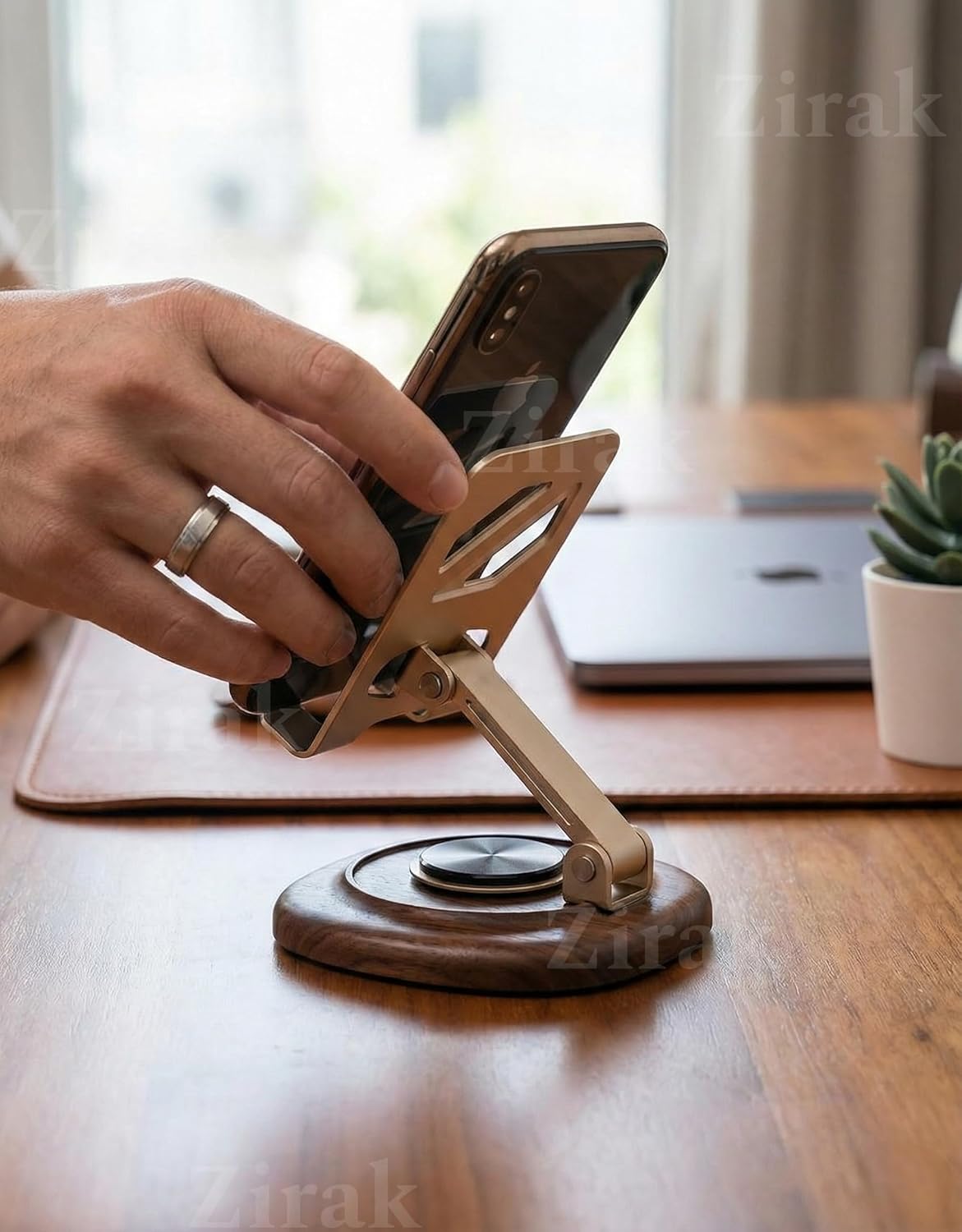 Portable Foldable Aluminum Laptop Stand | Mini Ergonomic Laptop Riser for Desk | Adjustable Cooling Stand for Every Laptop Stand (Golden Mobile Stand)