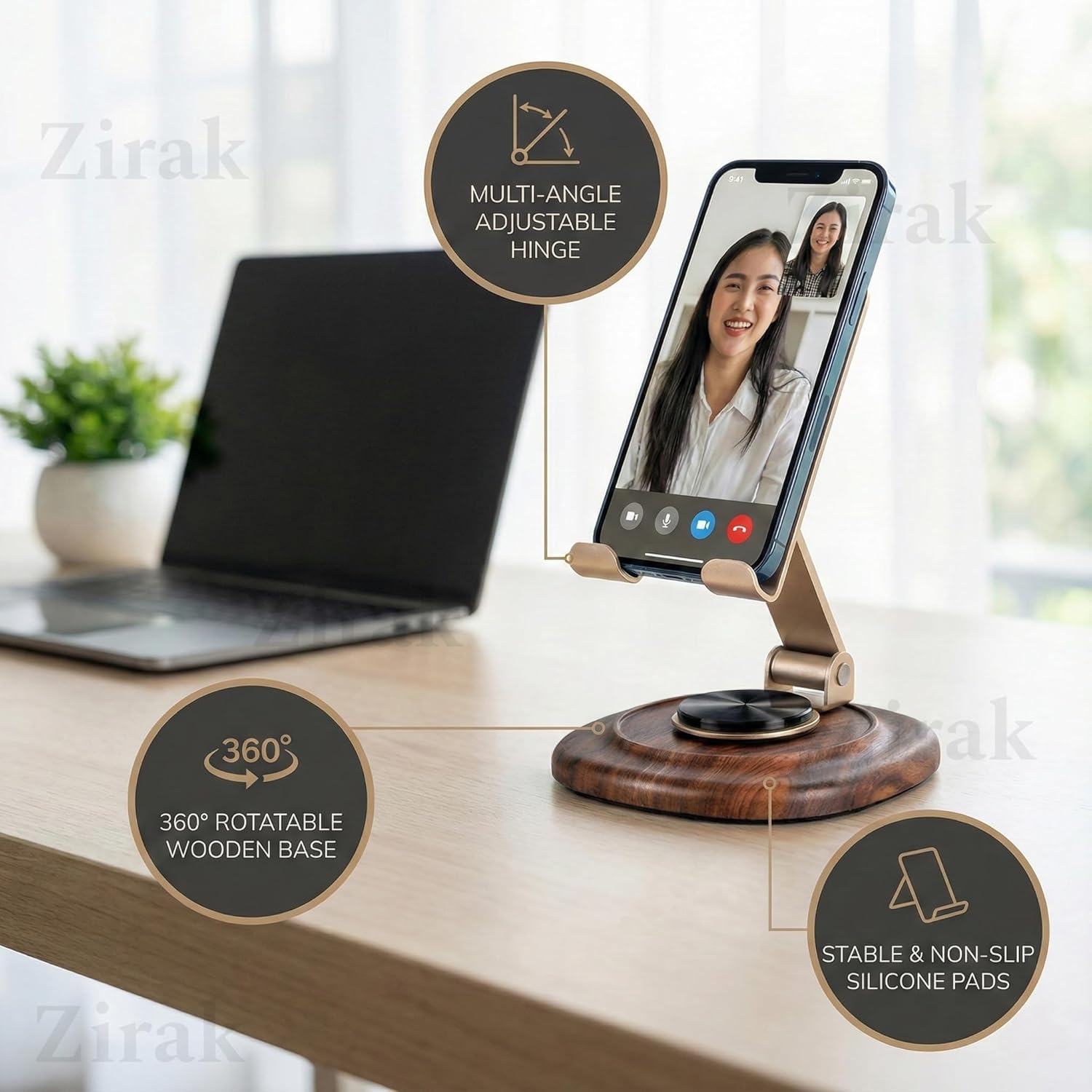 Portable Foldable Aluminum Laptop Stand | Mini Ergonomic Laptop Riser for Desk | Adjustable Cooling Stand for Every Laptop Stand (Golden Mobile Stand)