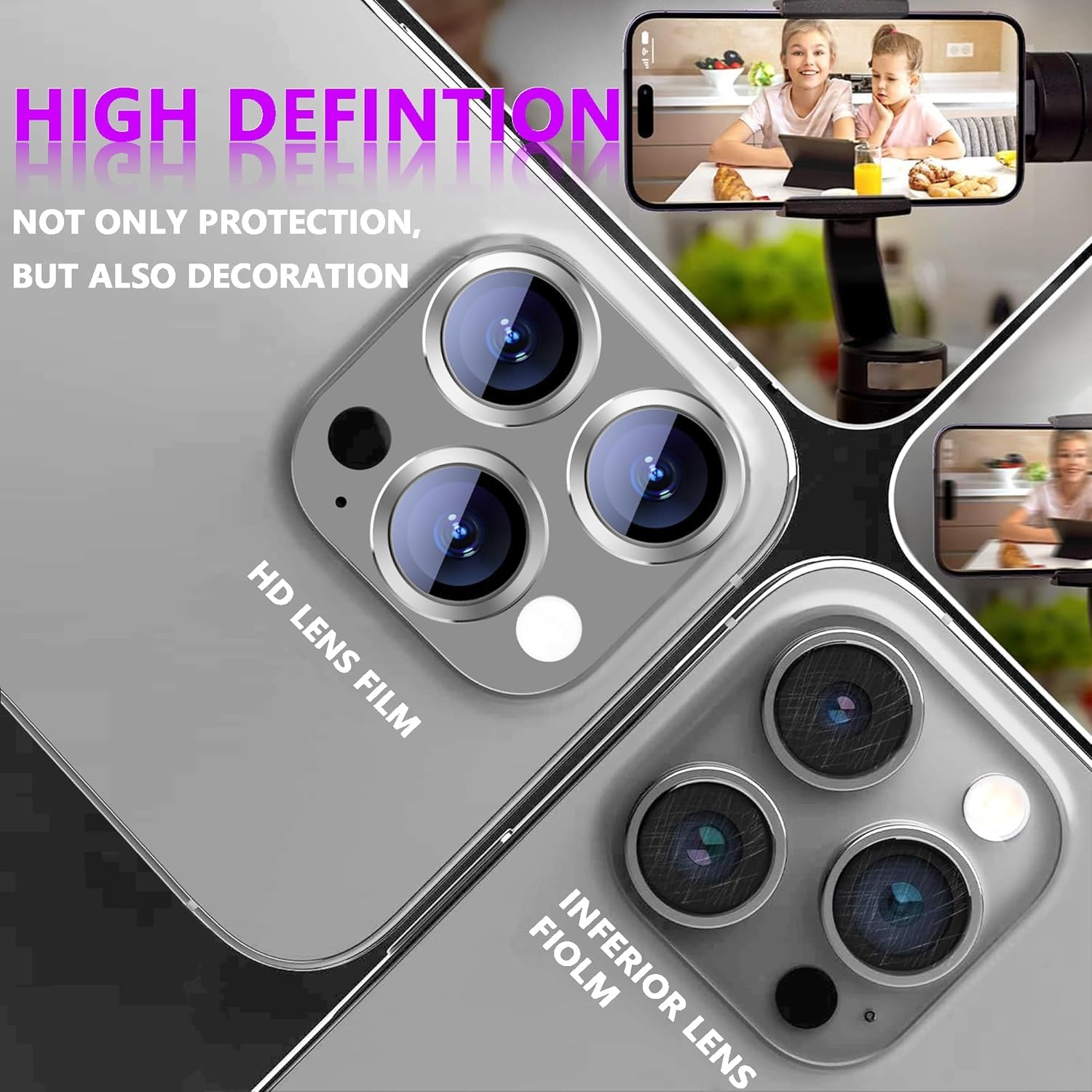 Premium Camera Metal Ring Lens Protector For iPhone 15 Pro