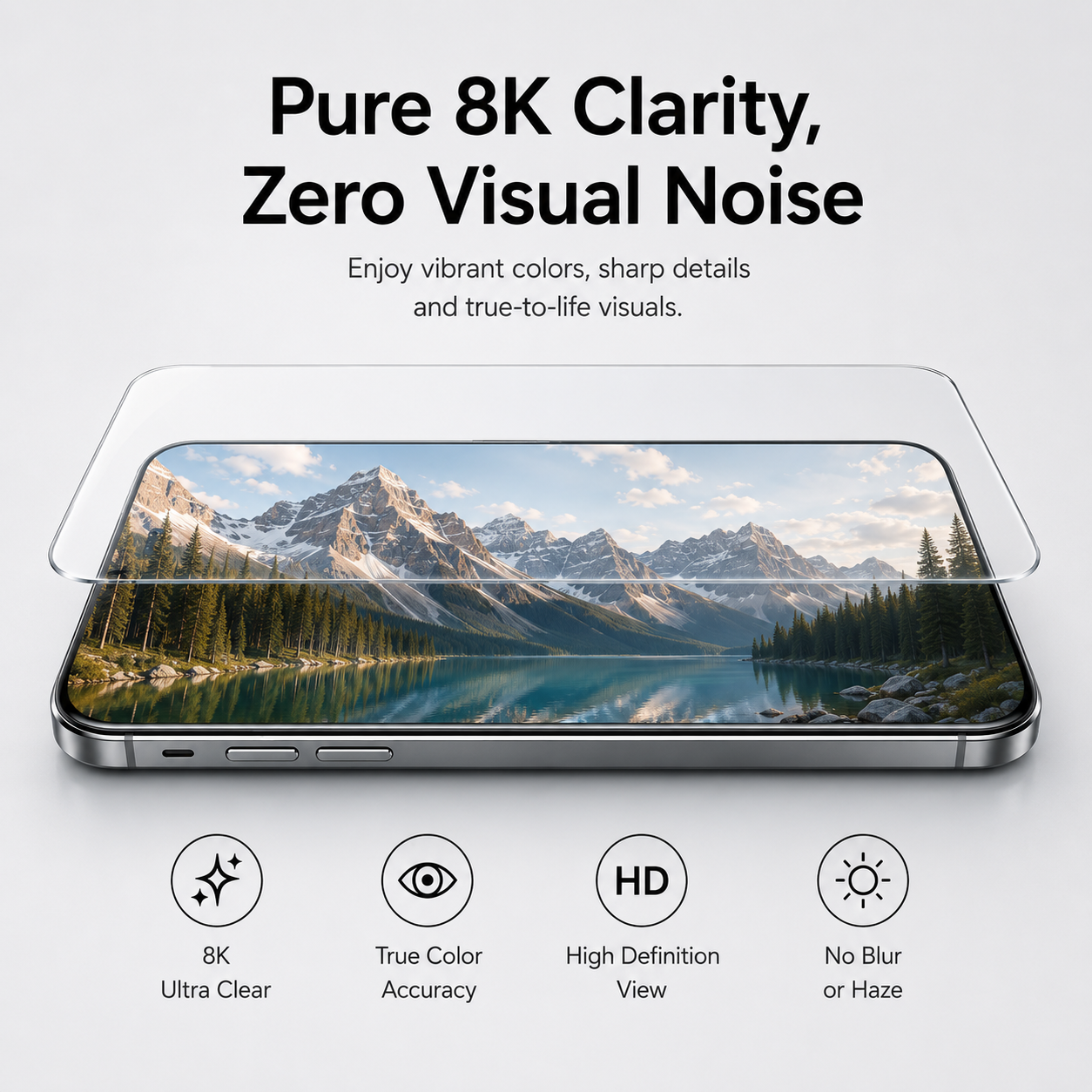 8K Borderless HD Clear Tempered Glass for Apple iPhone 16 Plus