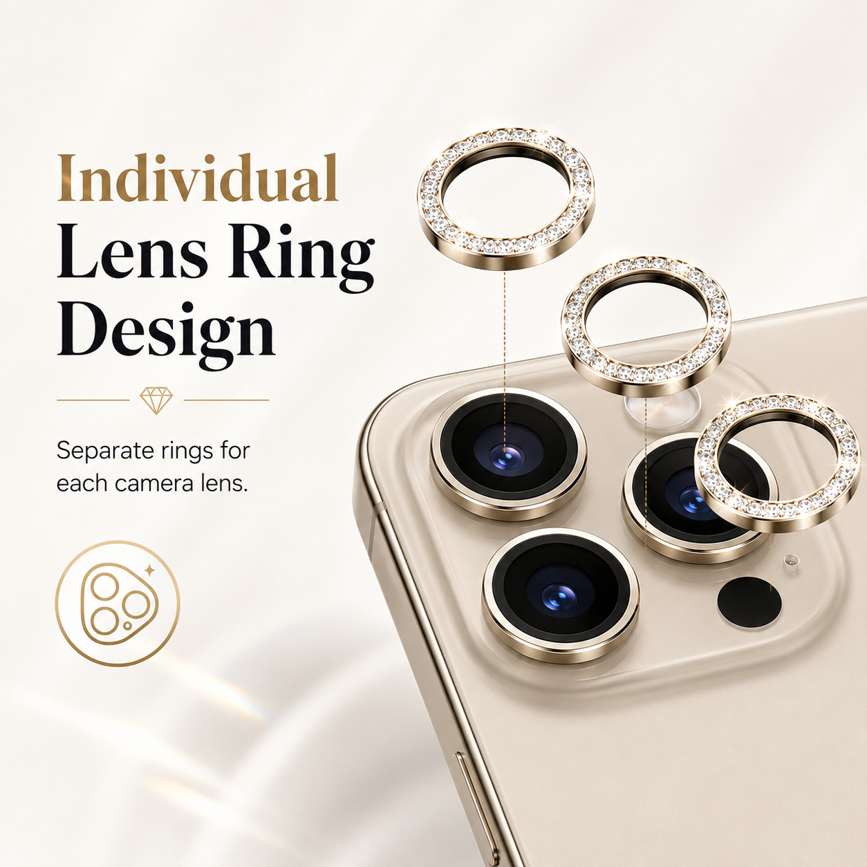 Premium Diamond Camera Lens Protector Ring For Vivo V70 Elite