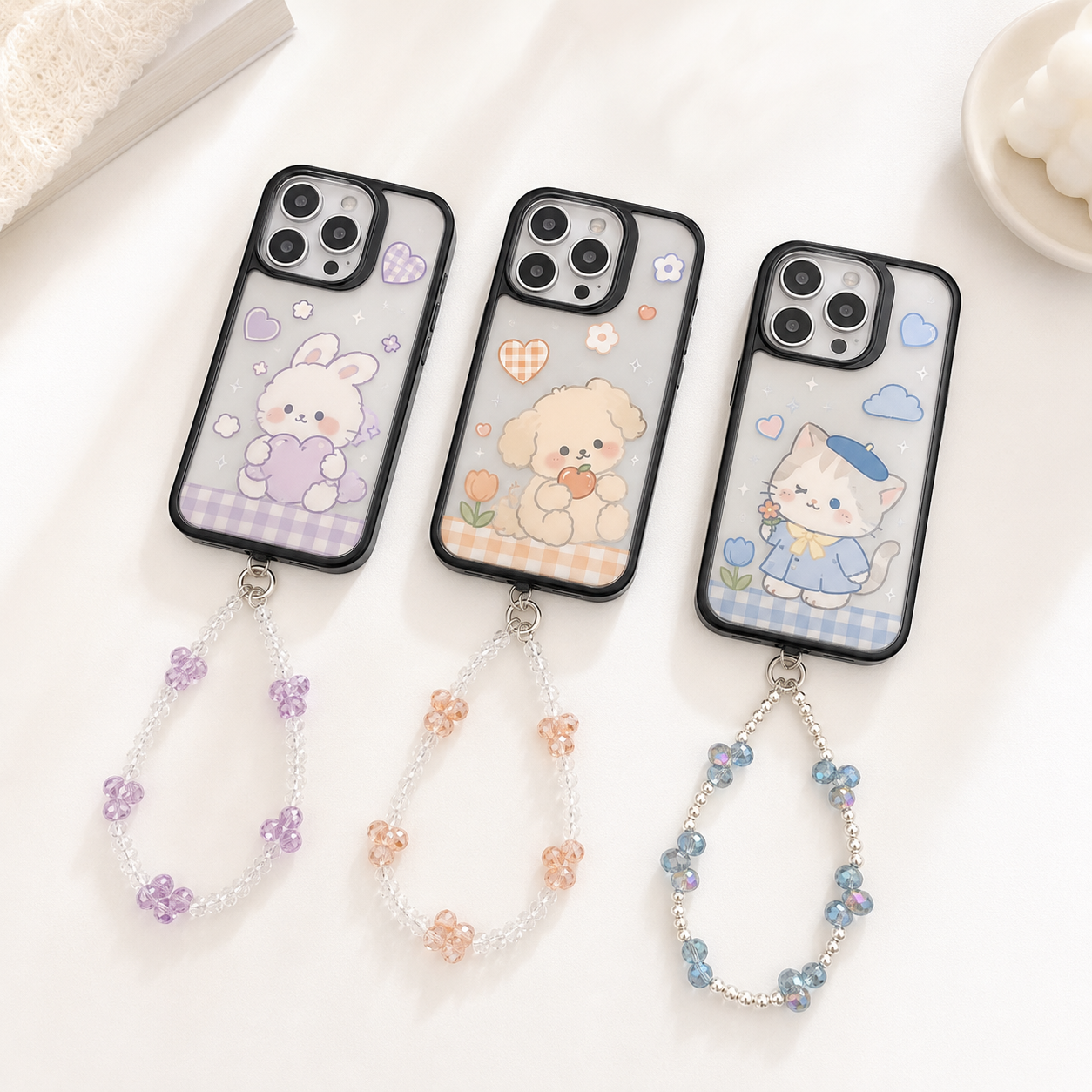 Crystal Beaded Phone Charm Strap | Cute Floral Mobile Hanging Lanyard for Phone Case, Bag & Keys(ASSORTED)