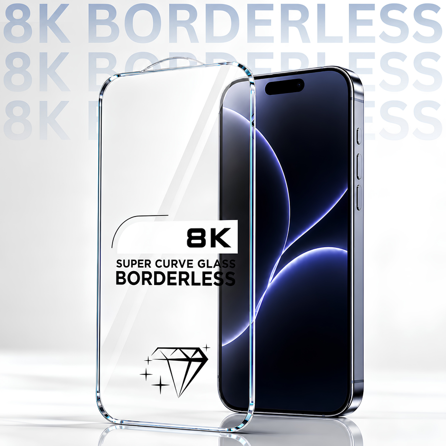 8K Borderless HD Clear Tempered Glass for Apple iPhone 15 Pro