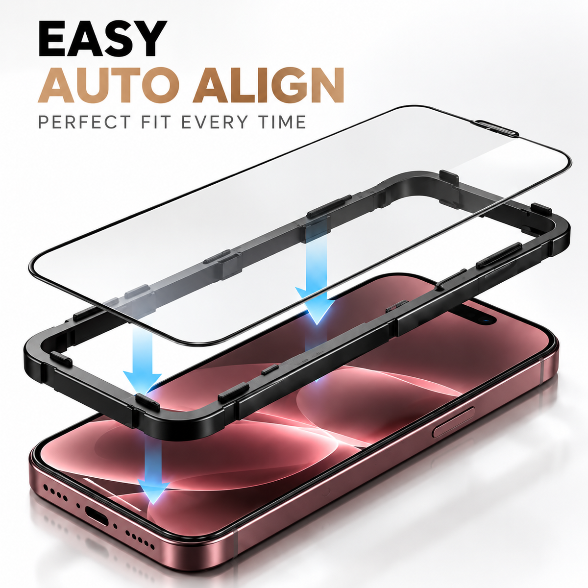 Premium Auto-Fit Tempered Glass with Easy Alignment Frame For Apple Iphone 16 Pro Max