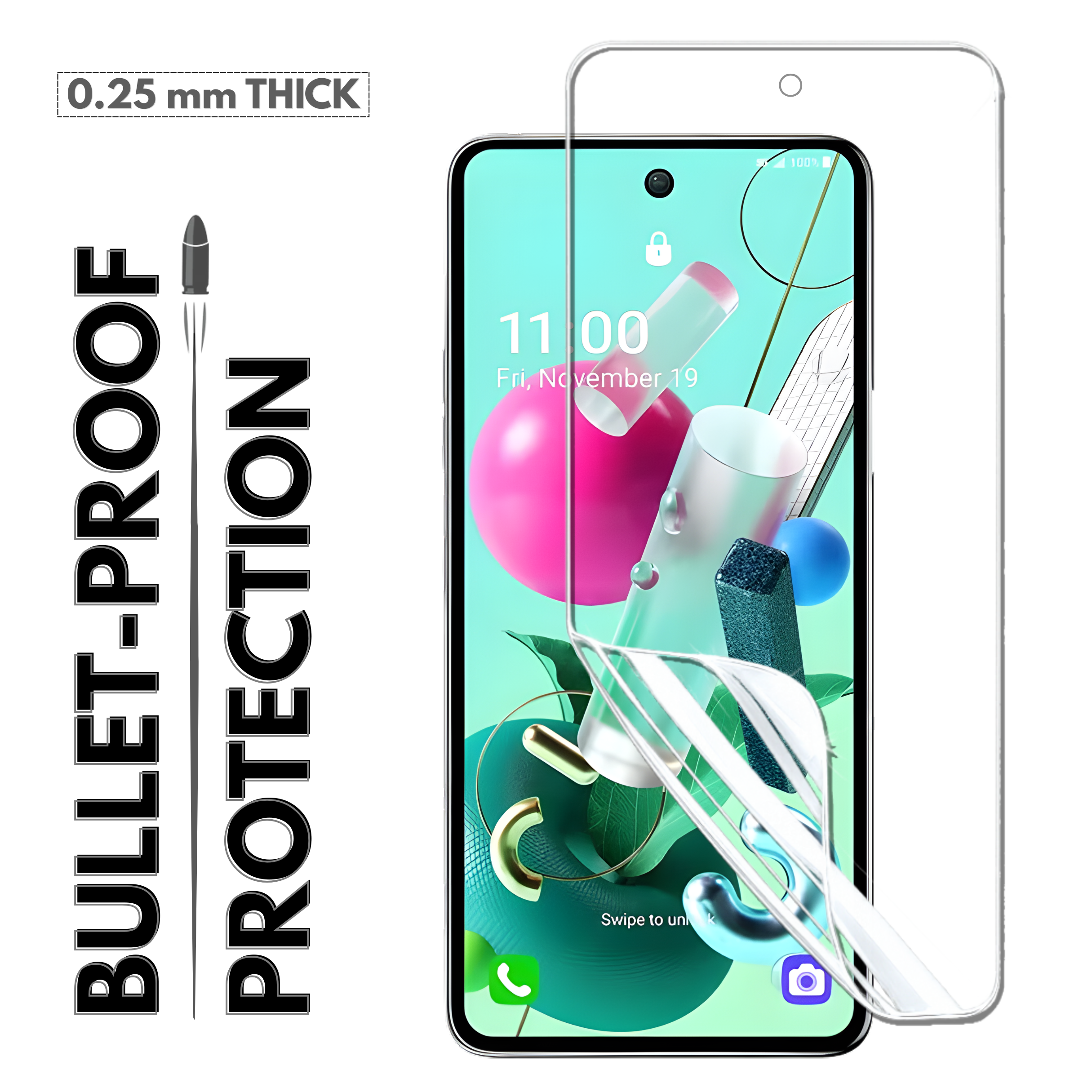 GlassFeel 0.18mm Unbreakable Membrane with Auto Repair For LG K62