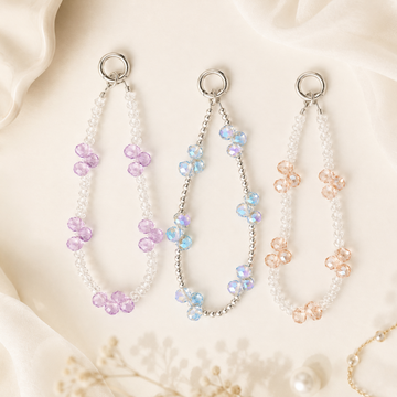 Crystal Beaded Phone Charm Strap | Cute Floral Mobile Hanging Lanyard for Phone Case, Bag & Keys(ASSORTED)