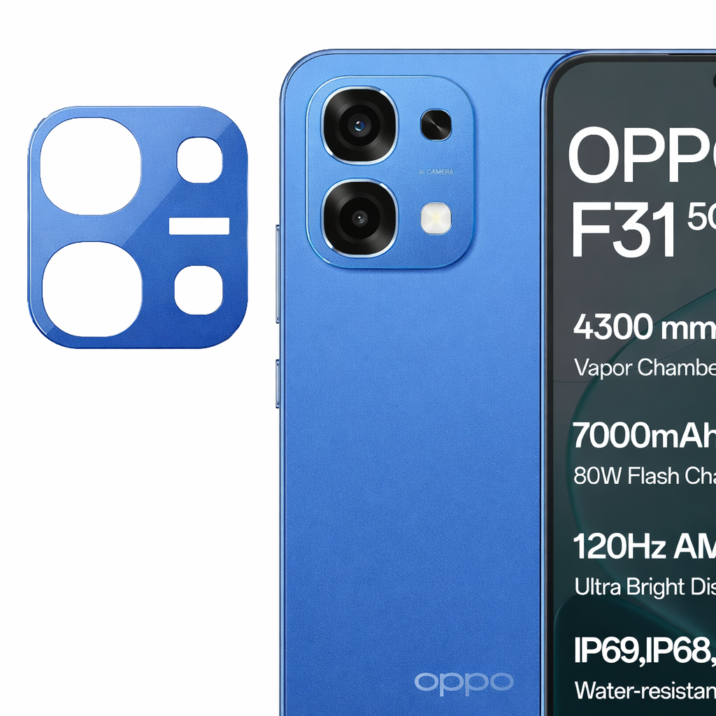 Oppo F31 Camera Lens Protector | 9H Tempered Glass with Premium Metal Ring | HD Clear Invisible Fit | Scratch Resistant