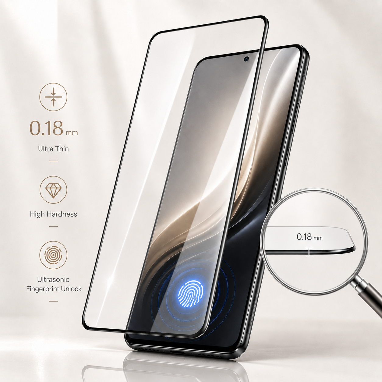 0.18mm Slim Ultrasonic Tempered Glass Screen Protector For Realme Narzo 90X