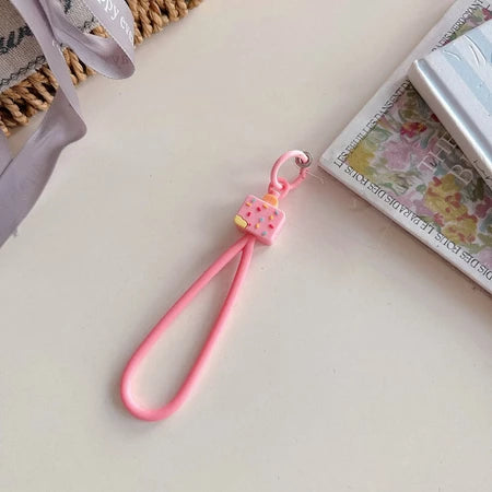 Cute Animal Phone Charm with Silicone Wrist Strap