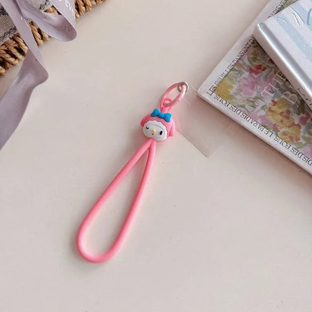 Cute Animal Phone Charm with Silicone Wrist Strap