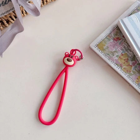 Cute Animal Phone Charm with Silicone Wrist Strap