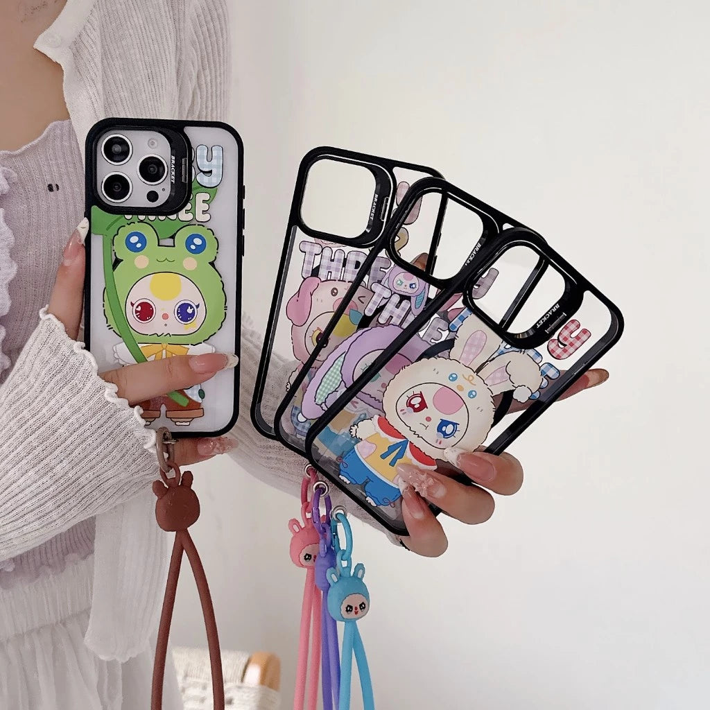 Cute Animal Phone Charm with Silicone Wrist Strap