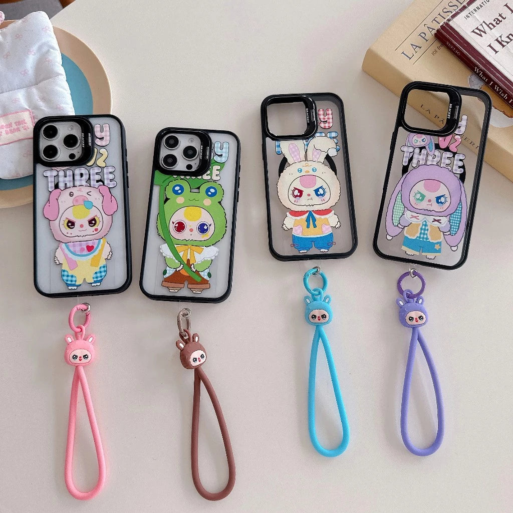 Cute Animal Phone Charm with Silicone Wrist Strap