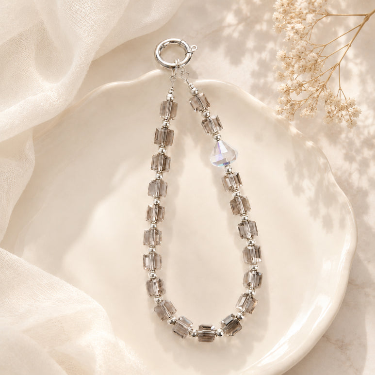 Smoky Crystal Beaded Phone Charm Strap | Elegant Mobile Hanging Lanyard for Phone Case, Bag & Keys(ASSORTED)