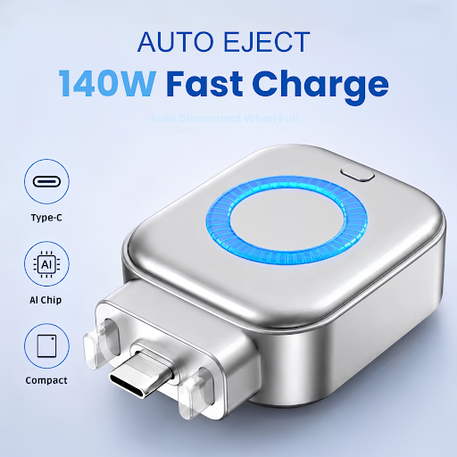 140W Type-C Auto-Eject Fast Charger with AI Auto Cut-Off